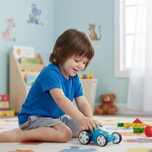 Image of 360 Degree Rechargeable Remote Control Small Stunt Car Toy for Kids, 4WD RC Off-Road Rock Crawler Vehicle for Boys & Girls, Anti-Skid Rubber Tires for Indoor Outdoor Play, Blue, 368