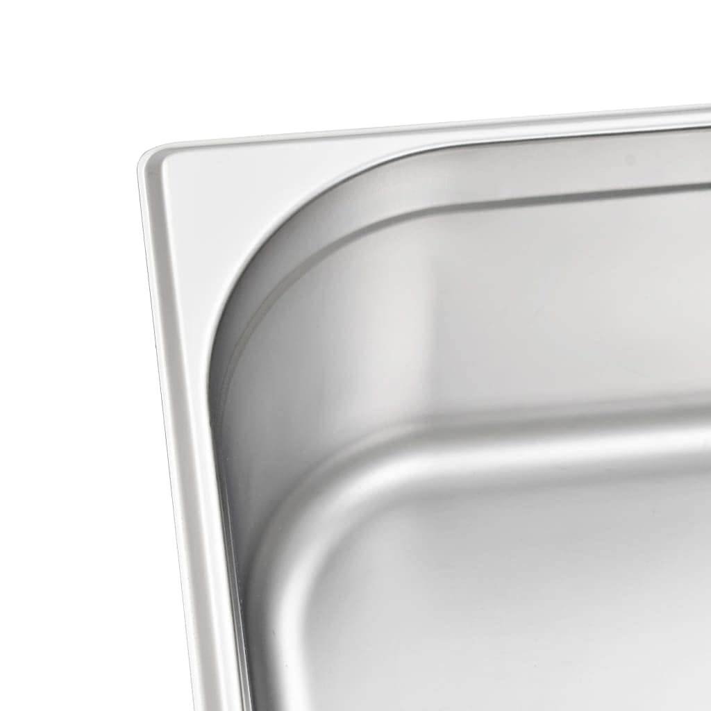 vidaXL 2 recipientes Gastronorm GN 1/1 de 150 mm, acero inoxidable, sin óxido, fácil de limpiar, aptos para lavavajillas, utensilios de cocina, bandeja para servir alimentos, soporte para aperitivos