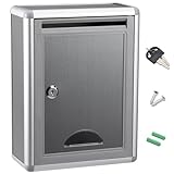 Wall Mounted Letterbox Lockable Mail Box Wall Drop-Box Metal Key Mailbox Parcel Delivery Box Newspaper Collection Box for Home Office