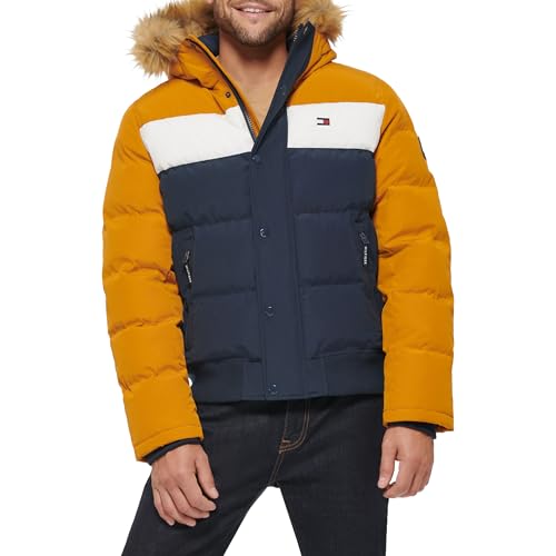 Image of Tommy Hilfiger Men's Arctic Cloth Quilted Snorkel Bomber Jacket (Standard and Big & Tall)