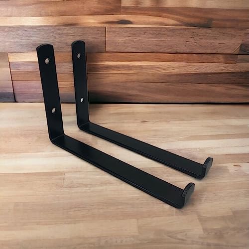 Kit 2 Mão Francesa Invertida Suporte Cantoneira para Prateleira | Reforçada Preta (30cm)