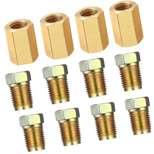 DACUAN - DACUAN Brake Line Fittings - 4 Metric 3/16 Brake Line Union+8 Nuts Fit for Inverted/Double Flares Brake Line Tube,Brake Line Kit Car Accessories for Brake System Maintenance(4 Unions, 8 Nuts)