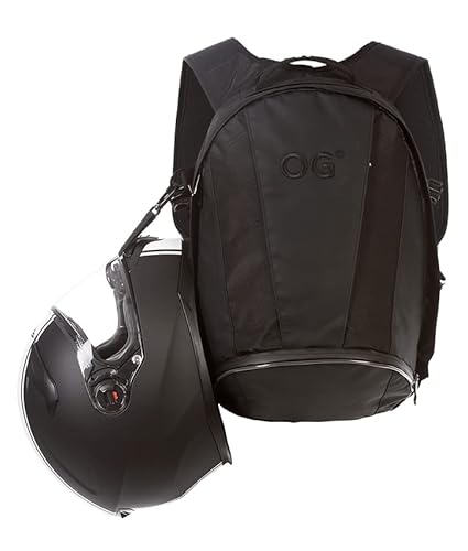 OG Original EZ-Rider2 Sac à Dos Moto Noir 24L, Logo Noir, Sacoche Porte-Casque Motard, Sangle Casque, Étanche, Portable, Réfléchissant Cover