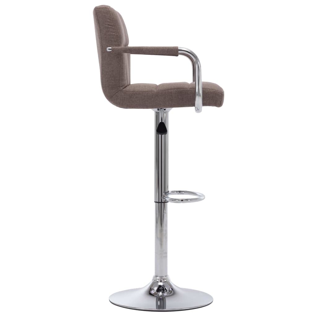 Taburete de bar de tela topo, moderno taburete regulable en altura con resorte de gas, silla de bar giratoria 360° con marco de acero cromado, reposapiés y acolchado para el mostrador de la