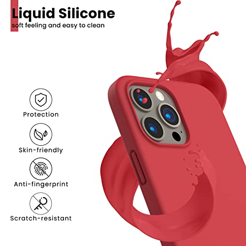 Image of ORNARTO Shockproof Liquid Silicone Designed for iPhone 13 Pro Max Case 6.7 inch, Gel Rubber Comprehensive Protection Anti-Shock Cover Case Drop Protection 6.7inch-Red
