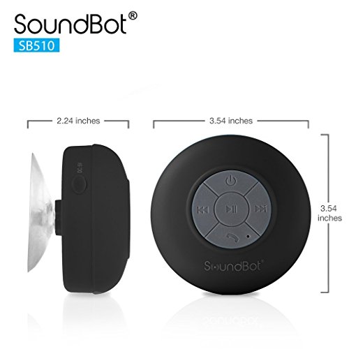 SoundBot SB510 HD Water Proof Bluetooth 3.0 Speaker, Mini Water Resistant Wireless Shower Speaker, Handsfree Portable Speakerphone with Built-in Mic