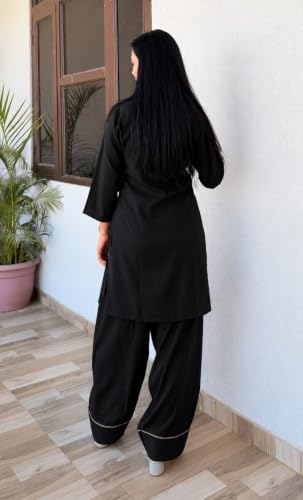 Image of Women's Rayon Farshi Salwar Suit with Palazzo Set 3 /4 Sleeves Plain Kurti for Women and Girls