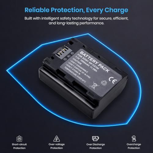 Image of Simpex NP-FZ100 Rechargeable Camera Battery 7.2V Li-ion Replacement Battery Compatible with Sony Alpha A9, A7 III, A7R III, A7R3, A73 & NP-FZ100 Supported Mirrorless Cameras(Black)