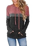 MixShe Women's Cozy Textured Sweaters 2025 Fall Fashion Hoodies, Lightred Gray, Medium