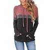 MixShe Women’s Color Block Knit Hoodie – Casual Long Sleeve Pullover Sweater Tops with Pocket