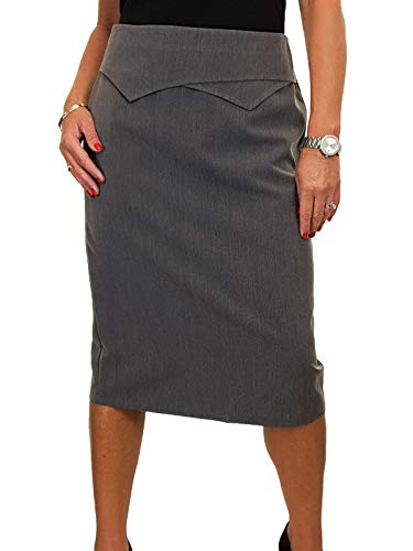 icecoolfashion Formelle Midi Longueur Femmes Jupe Crayon Entièrement Doublée Bureau Élégant Soirée De Travail Gris Marl 38-50 (40) Cover