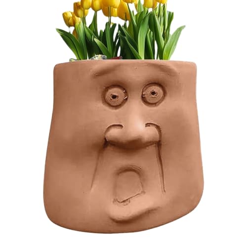 Pot de fleur tête en résine aux finitions soignées pour succulentes - 7