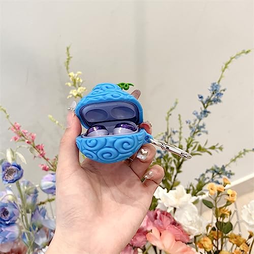 Image of for Samsung Galaxy Buds 2 Pro /Pro /2 /Live /FE Cover, Cute Popular Cartoon Devil Fruit Shape Silicone Headphone Case with Hook (Blue)