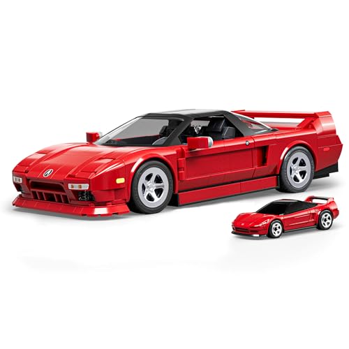 Image of Mattel Brick Shop Hot Wheels Elite Series Building Kit '90 Acura NSX with 876 Pieces, Realistic Details and Individual Stickers, for Collectors and Children Aged 10 Years and Above, JFT17