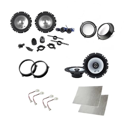 Nel kit sono presenti 4 casse per la predisposizione anteriore ( 2 woofers + 2 tweeters ) e 2 casse per la predisposizione posteriore + adattatori altoparlanti e accessori di montaggio
