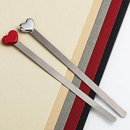 ARFUKA 2pcs Metal Bookmarks Heart Shaped Bookmark Set Long Page Markers Book Markers for Men Women Kids Boys Girls Students Christmas Birthday Gifts Souvenirs - Image 3