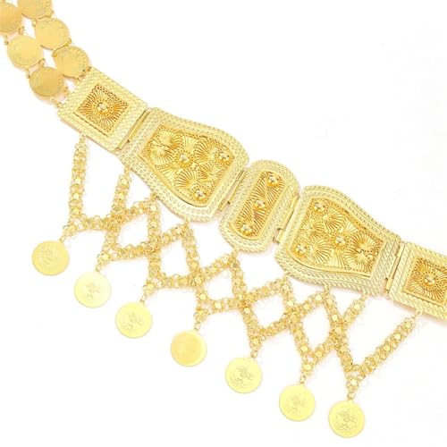Arabian Golden Cross Coin Metal Belt Waist Belly Chains Classics Indian Kurdish Ethnic Robe Body Jewelry4