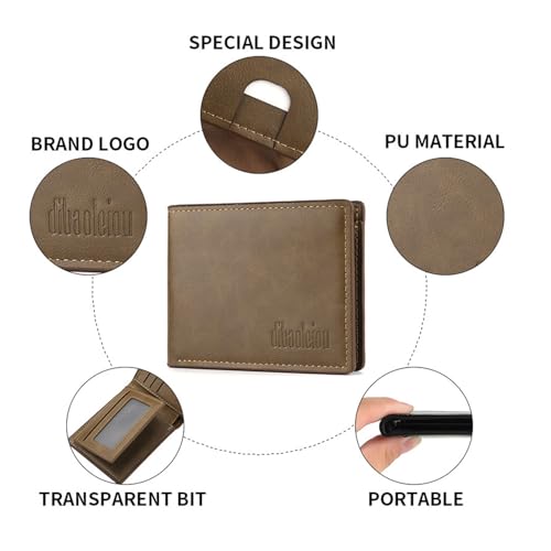 Men Wallet RFID Blocking Leather Flipped ID Photo Window 9 Card Slots Big Capacity Money Pocket Business Card Gift for People3