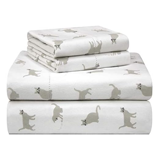 Pointehaven 180 GSM Velvet Feel Luxury 100% Cotton Printed Flannel Sheet Set, Twin XL, Cats - Warm & Cozy - Pre-Shrunk -Deep Pockets - Elastic All Around-Comfy Double Brushed -