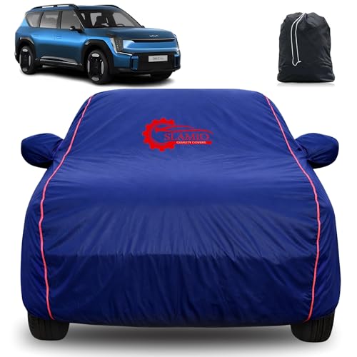 Image of 100% Waterproof Car Cover for Kia EV9 2024-2026 Model | All-Weather, Dustproof & UV Protection | Heavy-Duty 3-Layer Fabric | Custom Fit with Mirror & Antenna Pocket | Navy Blue