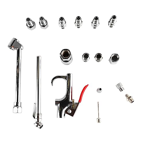 Srliya 17 PCS Kit de Accesorio de Pistola de Aire 1/4NPT Enchufe Doble Pistola de Pistola de Pistola de Pistola de Soporte de Soplón de Inflación del Compresor de Inflación