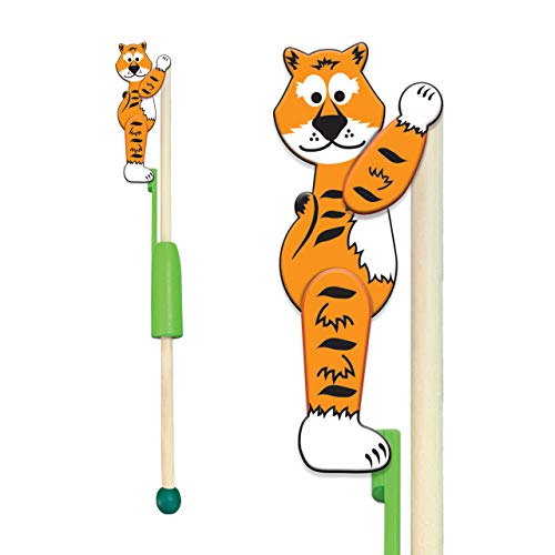 Animal Acrobats - Tiger from Deluxebase. Traditional Acrobatic Wooden Toy for Kids, Tumbling Animal Figure, Great Eco-Friendly Wood Gift and Party Favor.