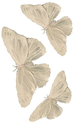 Glittered All White Feather Butterfly Garland