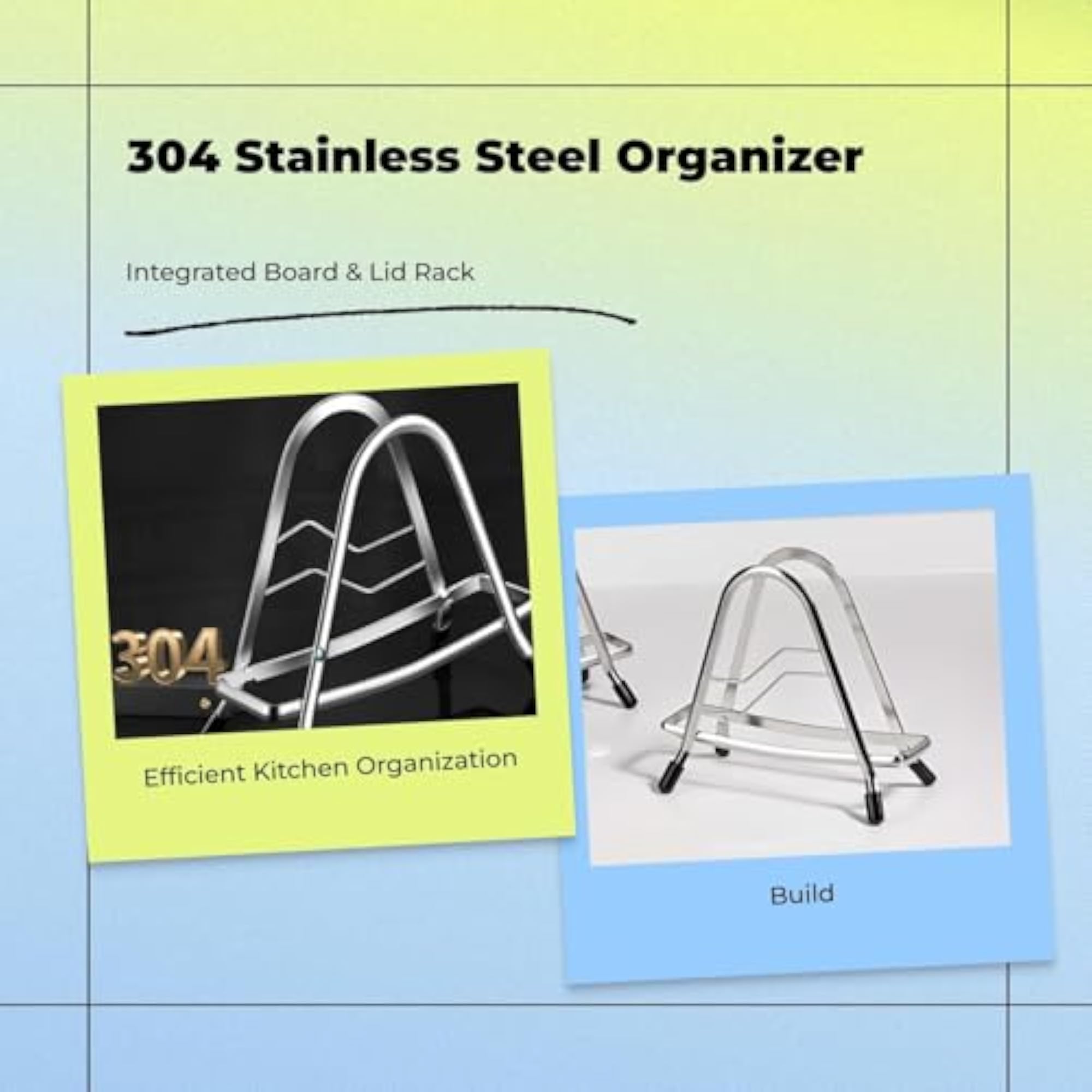 304 Stainless Steel Cutting Board Holder, Multifunctional Kitchen Organizer
