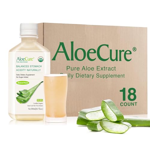 AloeCure USDA Organic Aloe Vera Juice, 18x500ml