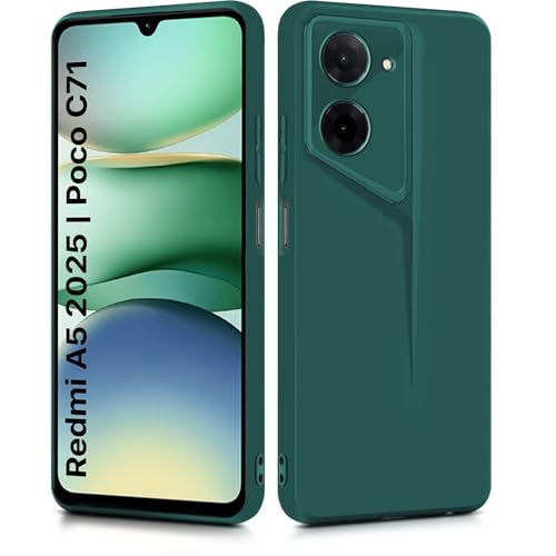 Image of WOW IMAGINE Slim Back Cover for Redmi A5 | Poco C71 | Blade Series Ultra Thin Case with Lightweight Design | Camera Protection | Soft Matte Silicone Flexible Mobile Case - Green