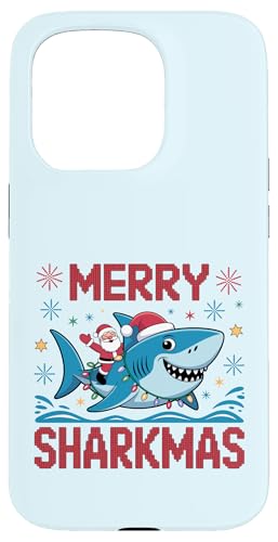 Merry Sharkmas AO[Z[^[ T^ CfBO V[N Cgt X}zP[X iPhone 15 Pro p