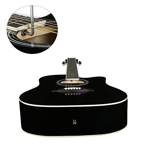 Image of Juarez 41 Inch Acoustic Guitar Kit with Truss Rod, JRB41C /BK Solid Linden Wood, Ziko Strings, Pearl Rosette & Bridge, Die Cast Machine with Picks, Strap, Strings & Bag, Gloss Black