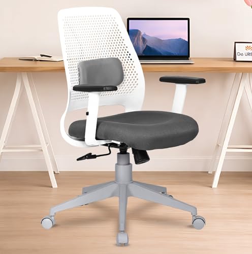 Image of Da URBAN AeroFlex Office Chair, Mid Back Mesh Ergonomic Home Office Desk Chair with 1 Year Warranty,Tilt Lock Mechanism (Grey & White)