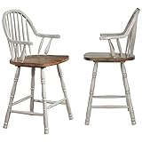 Sunset Trading Country Grove 24' Windsor Bar and Counter Stool with Arms | Distressed Gray and Brown Wood