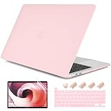 DONGKE for MacBook Pro 13 inch Case 2023 2022 2021 2020 Release Model: A2338 M2/M1 A2289 A2251 with Touch Bar & Touch ID, Frosted Matte Plastic Hard Shell Case & Keyboard Cover, Solid Pink