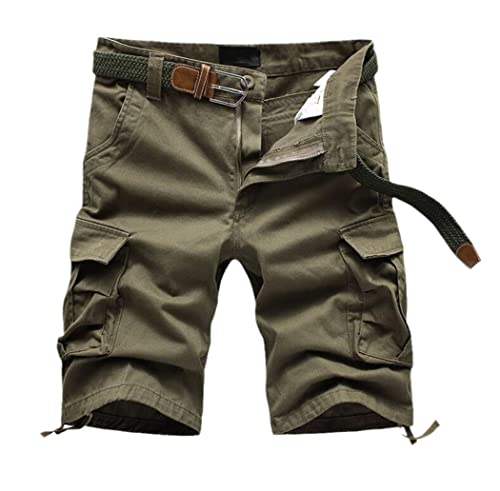 Short cargo militaire homme coton jaune armée taille 44 sans ceinture