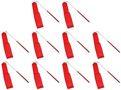 Gymnastic Ribbon 2M Gym Dance Rythemic Twirling Exercise Art Rod Stick 10pcs for Red