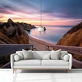 Murales Papel Pintado Paisaje Natural Playa Del Algarve 300 x 210 cm Fotomurale Tejido No Tejido, Blanco Papel Tapiz Fotográfico, para Salon Dormitorio Oficina Hotel Decorativos Murales