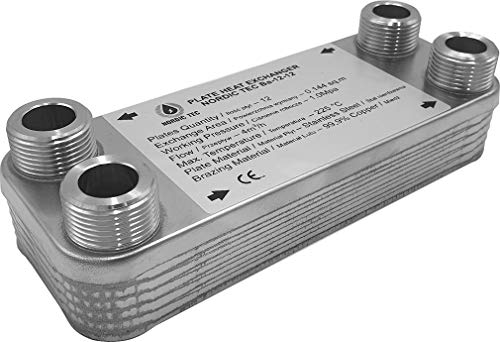 Preisvergleich Produktbild Edelstahl Wärmetauscher Plattenwärmetauscher NORDIC Ba-12-12, 25kW, 12 platten