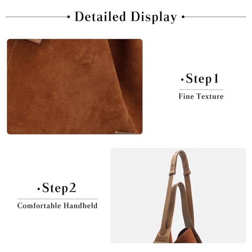 Women Suede Handbag Winter Fall Shoulder Bag Large Capacity Tote Bag Vintage Crossbody Bag Soft Top Handle Bag4