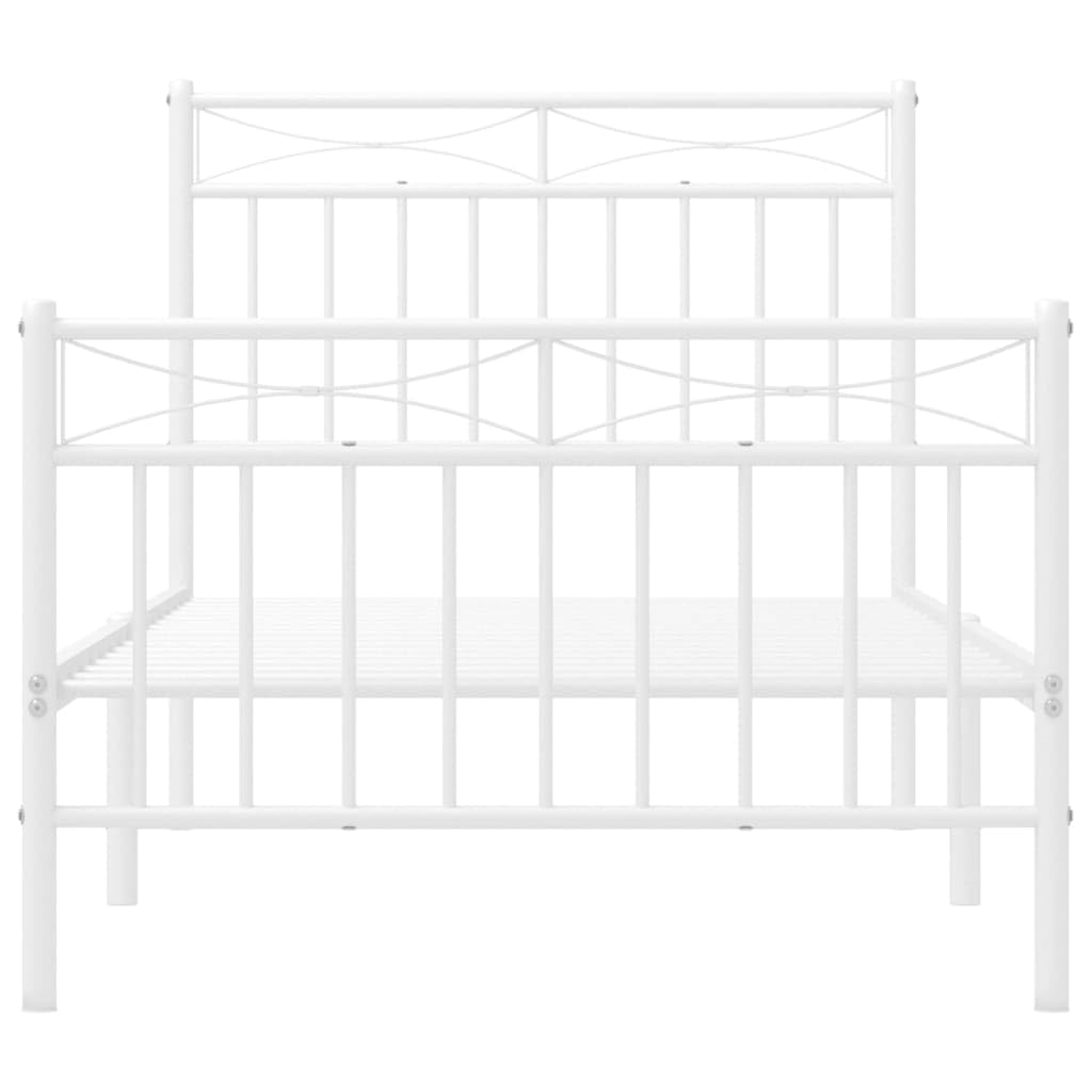 Telaio letto con testiera e pediera in metallo bianco 90 x 200 cm Struttura del letto dell'hotel Telaio per camera da letto Cornice da letto per soggiorno Adatto per camera da letto