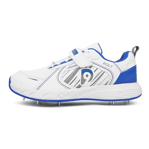 Image of DNINE Bolt Men Bowling Spikes Cricket Shoe White Orange & White Blue