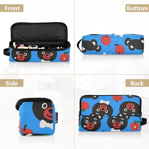 Bolsa de viaje portátil impermeable GuoChe con estampado de oso negro y manzana, con tapete resistente al calor para planchas de pelo miniatura 5
