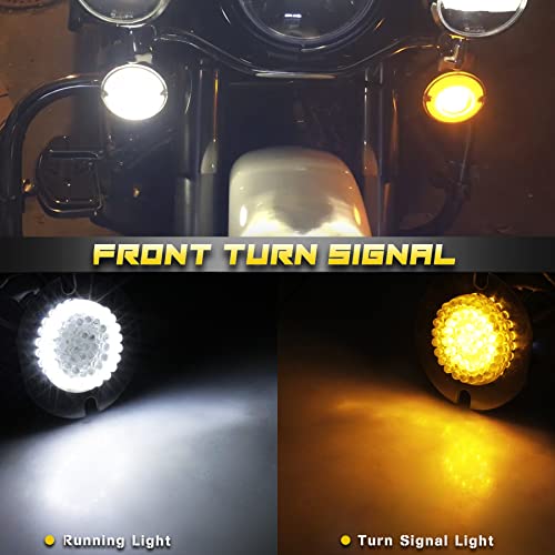 Nthreeauto 3 1/4 Inch 1157 Front + 1156 Rear Flat Led Turn Signals Switchback Tail Lights Running Light Compatible With Harley Road King Electra Glide Heritage Softail Touring #TOP2