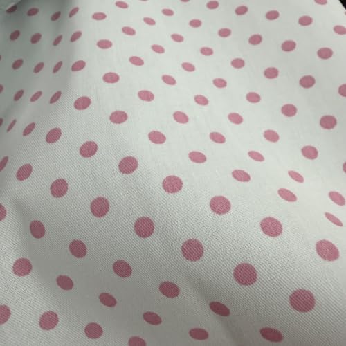 Light Weight Natural Cotton Fabric by the Yard DIY Making Supplies Quilting Patchwork Fabric Fat Quarter Bundles DIY for Quilting Cotton Patchwork Cushions (Pink dot White, 1 Yard)