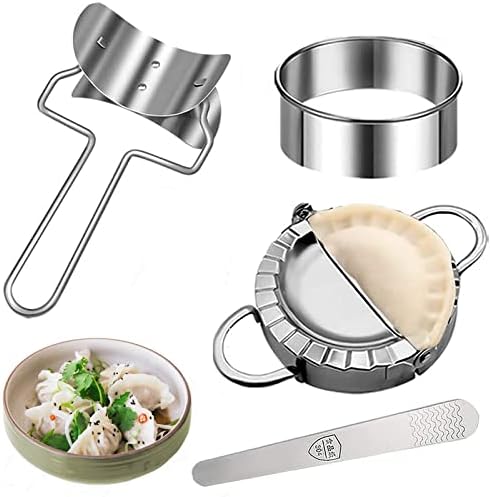 Dumplings Maker, SGVA 4 Pcs Stainless Steel Empanadas Press Kit -1 Set of Middle Dumpling Mold Set and Cutter