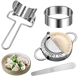 Dumplings Maker, SGVA 4 Pcs Stainless Steel Empanadas Press Kit -1 Set of Middle Dumpling Mold Set a