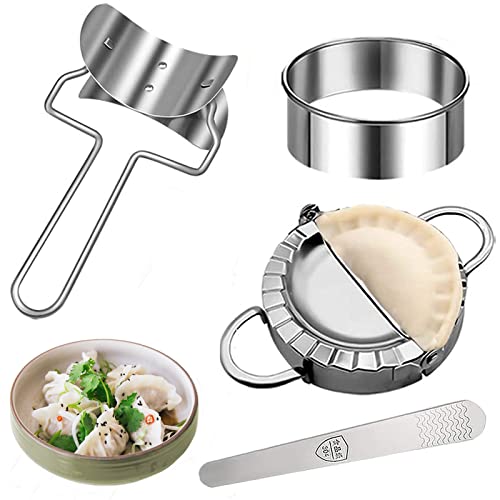 Dumplings Maker, Sgva 4 Pcs Stainless Steel Empanadas Press Kit -1 Set Of Middle Dumpling Mold Set And Cutter #TOP22