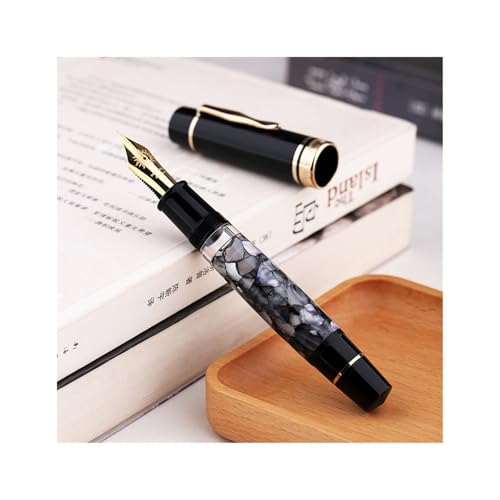 Stylo plume à piston n°8 F en laiton et stylo d'écriture en acrylique gris