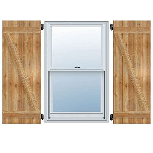 Ekena Millwork RBJ06Z11X041RWR TimberCraft Two 5 3/8" Boards Joined Board-n-Batten w/Z-Bar, Rustic Wood Shutters (Per Pair), 10 3/4"W x 41"H, Rough Sawn Western Red Cedar